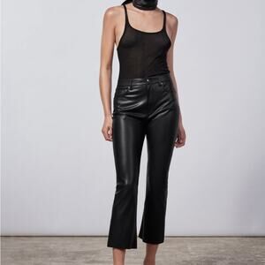 ZARA Faux Leather The Dreed Cropped Flare Pants Black 8